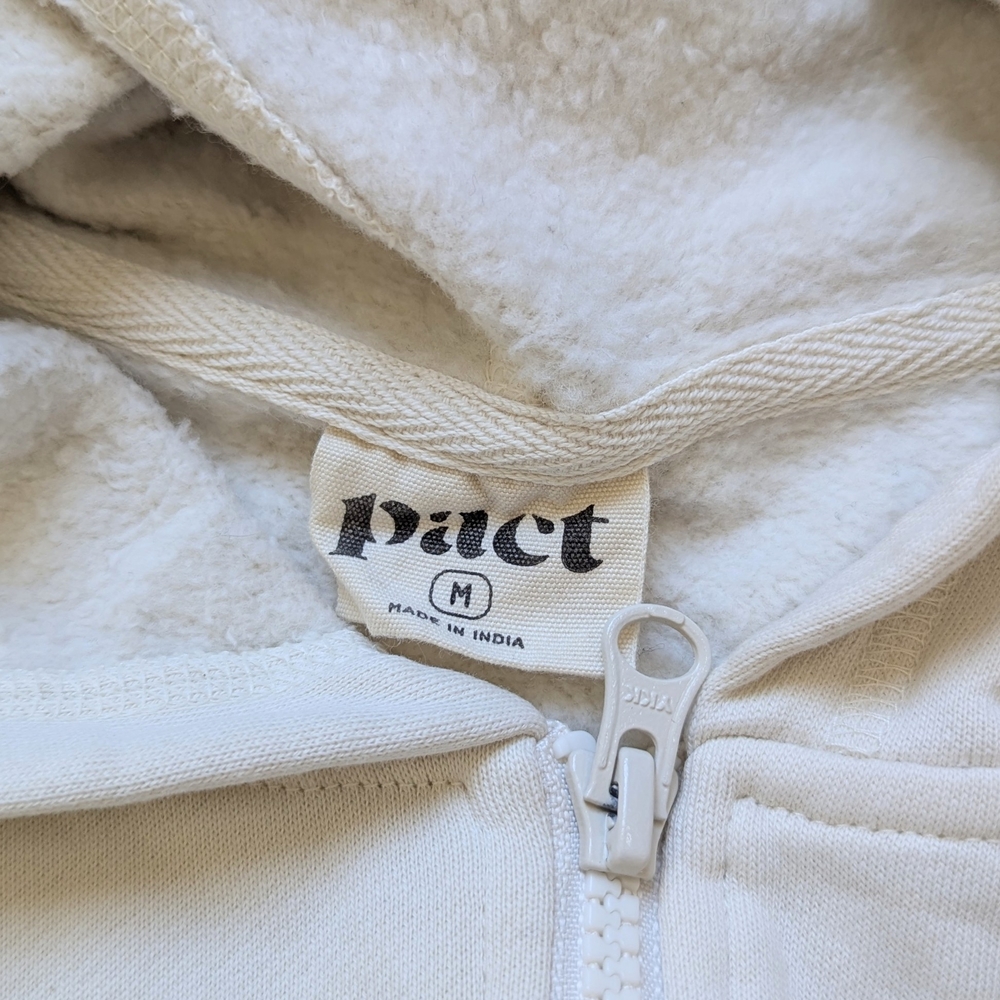 Pact Brushed Fleece Full Zip Hoodie M 100% Organic Cotton Minimalist Sustainable - Picture 5 of 8